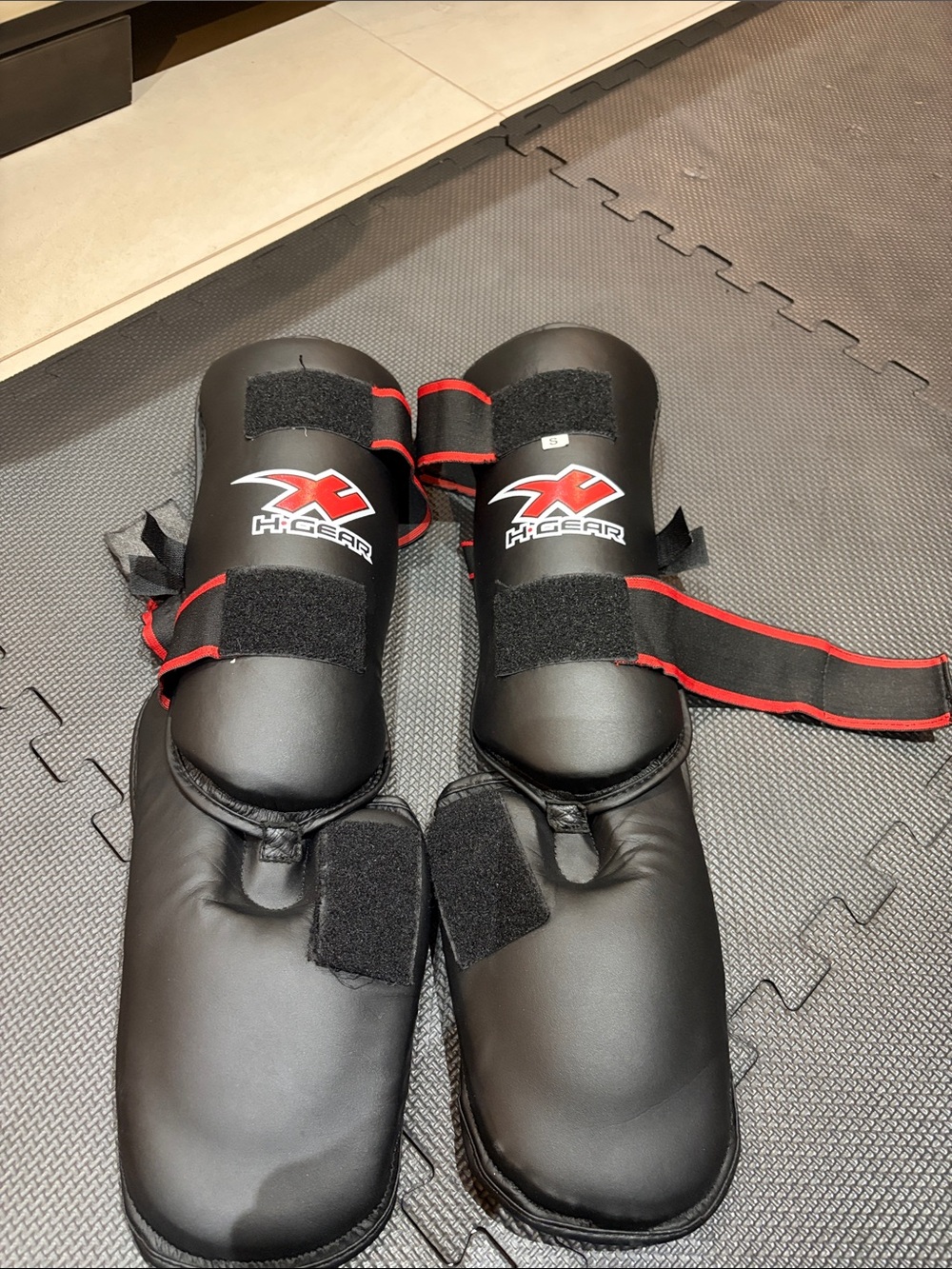 HxGear Black and Red Shin Instep Guards